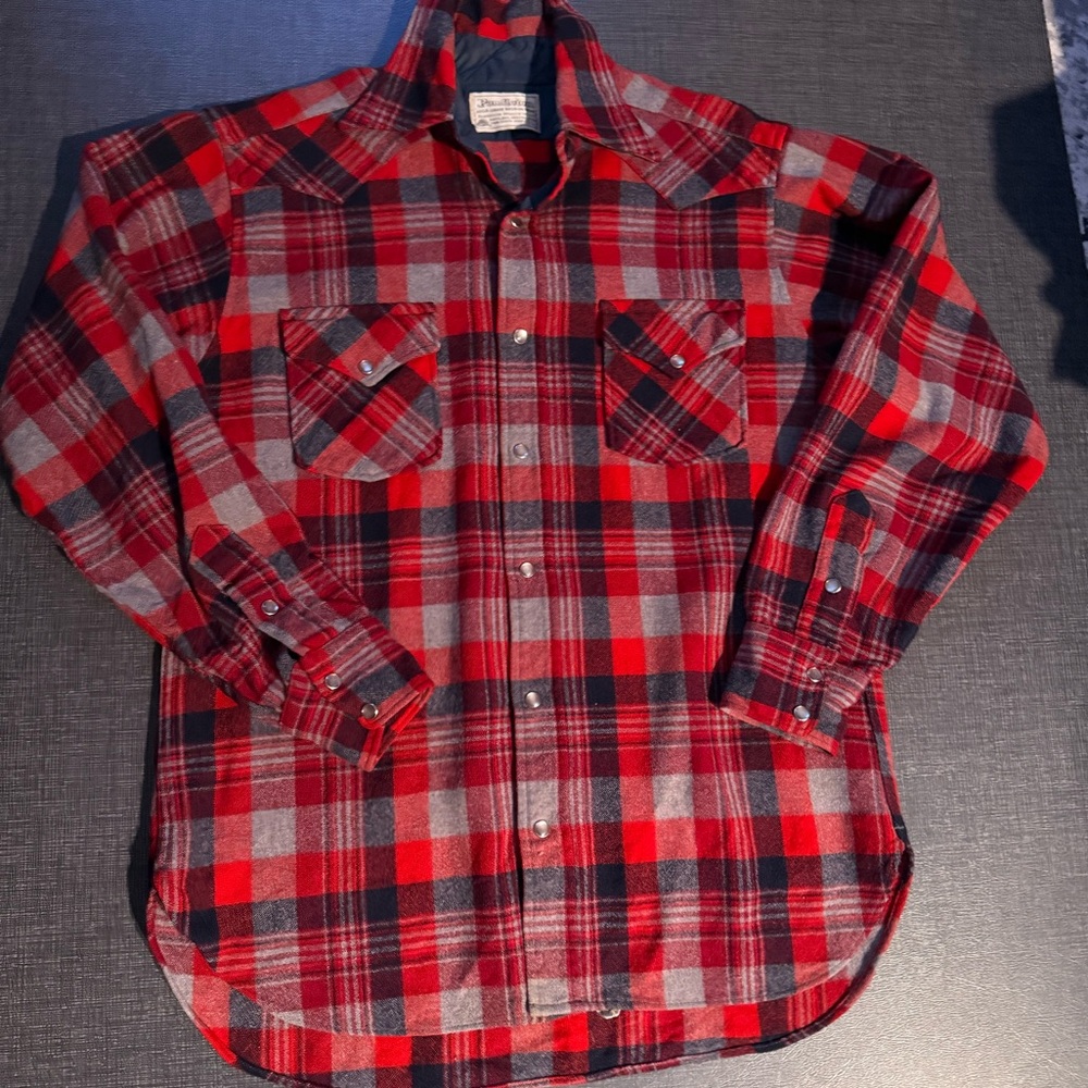 Pendleton Red and Gray Plaid Button Down Shirt - image 1